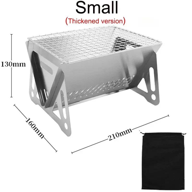 Portable Folding BBQ Grill Stainless Steel Camping Grill Multifunctional Outdoor Cooking Stove