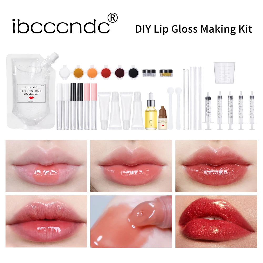 DIY Lip Gloss Making Kit for Moisturizing Shiny Glittery Lip Tints and Glaze Handmade Cosmetic Supplies