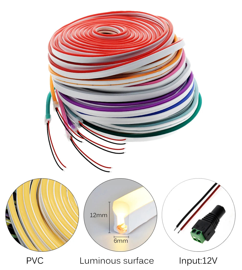 Neon LED Strip Light 5M 600 LEDs Waterproof Flexible Silicone Lamp