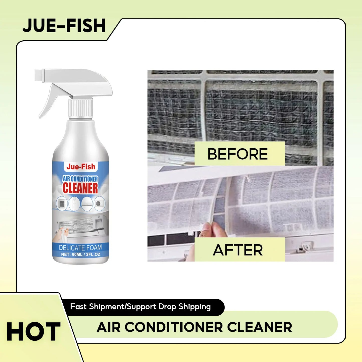 Air Conditioner Cleaner Foam Spray Deodorizer for Coils and Fans Powerful Dirt Removal and Odor Elimination