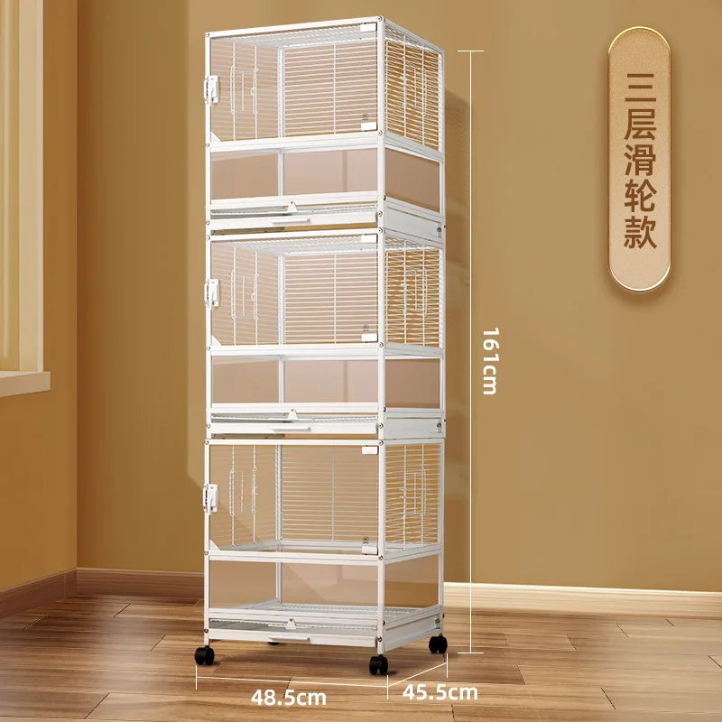 Horizontal silk double-layer bird cage parrot cage household three-layer palace grid breeding Xuanfeng extra large small