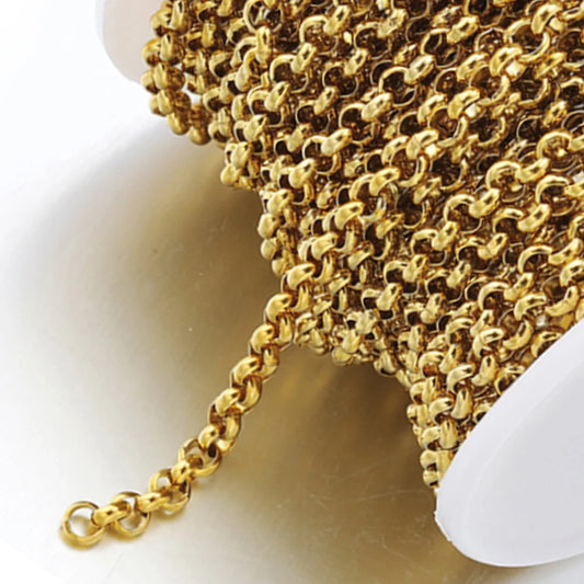 1Meter Stainless Steel Chains 2.5/3/4mm Gold Round O Shape Necklace Bracelet DIY Jewelry Making