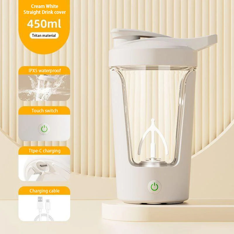 USB Shaker Cup – 450ml Rechargeable Electric Protein & Meal Replacement Mixer for Gym & Travel