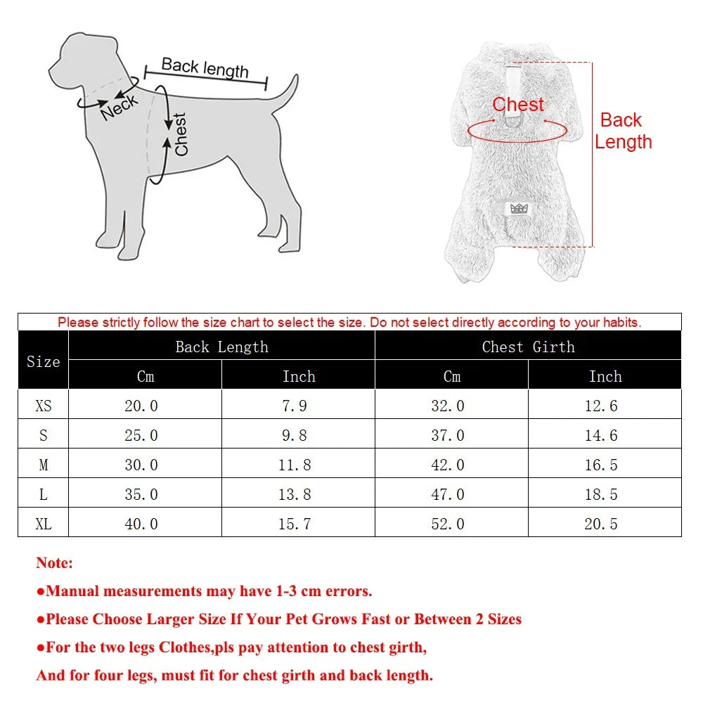 Winter Fleece Warm Dog Cloth Winter Soft Cozy Puppy Jumpsuit Plush Winter D-ring Overall For Small Medium Pet Vest Coat for Cat
