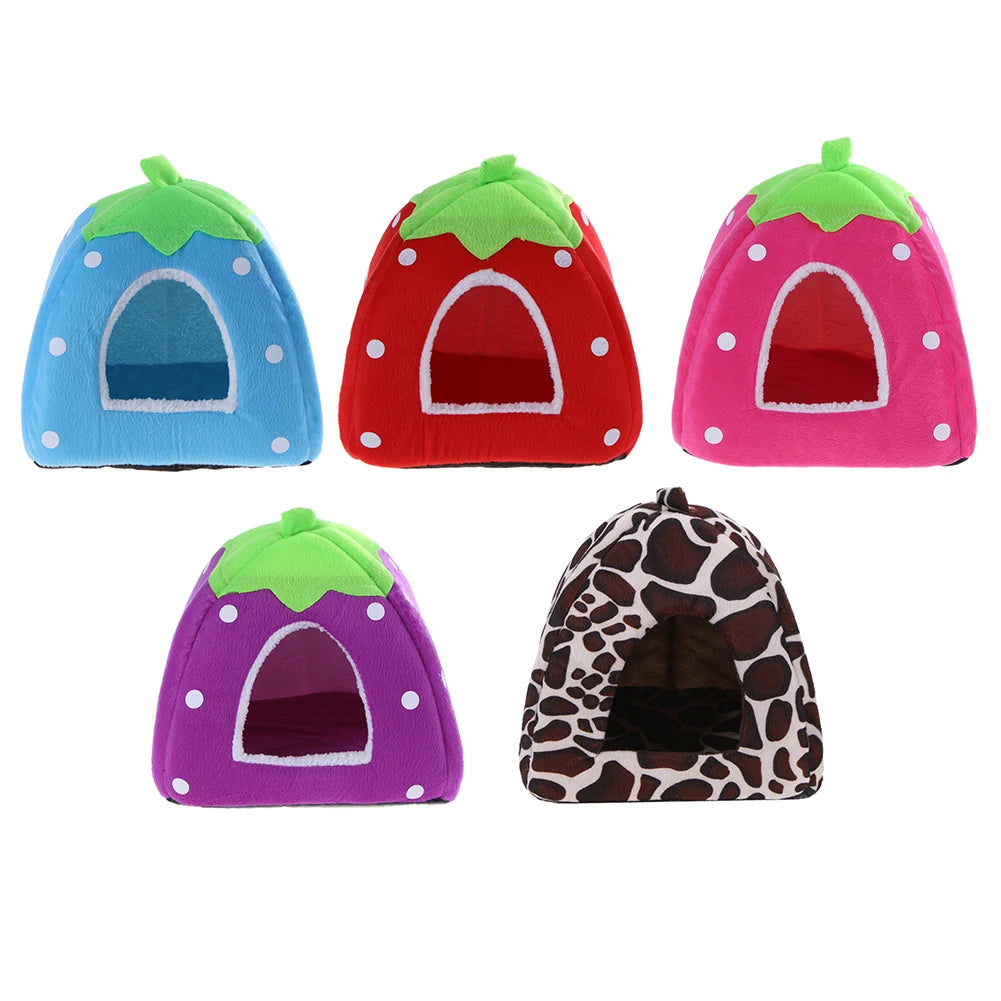 Cute Strawberry Dog Bed Sofa Cave Dual-Purpose Winter Dog Sleeping Bag Washable Foldable Soft Creative Fashion Pet Nest Supplies