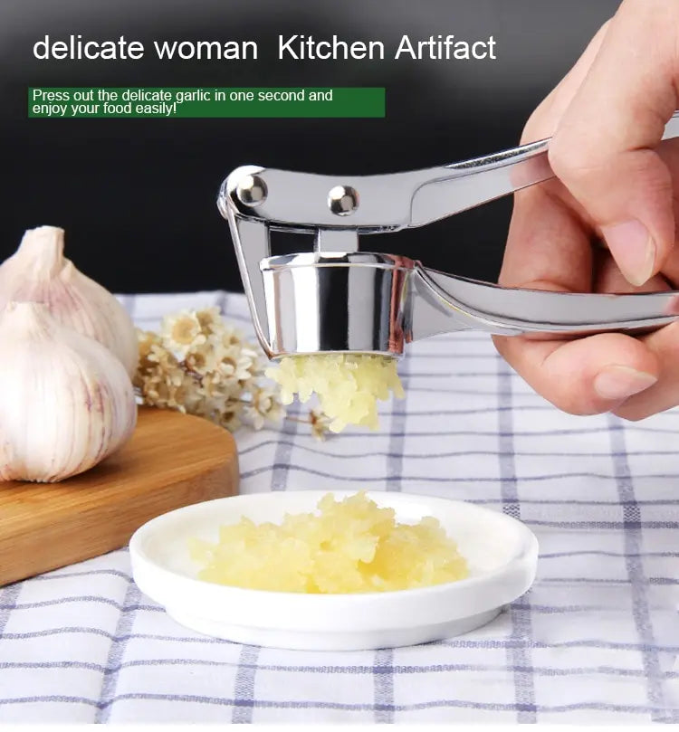 1pc Silvery Stainless Steel Garlic Masher Kitchen Vegetable Cooking Extruder Manual Ginger Grinder And Tool Kitchen Accessories