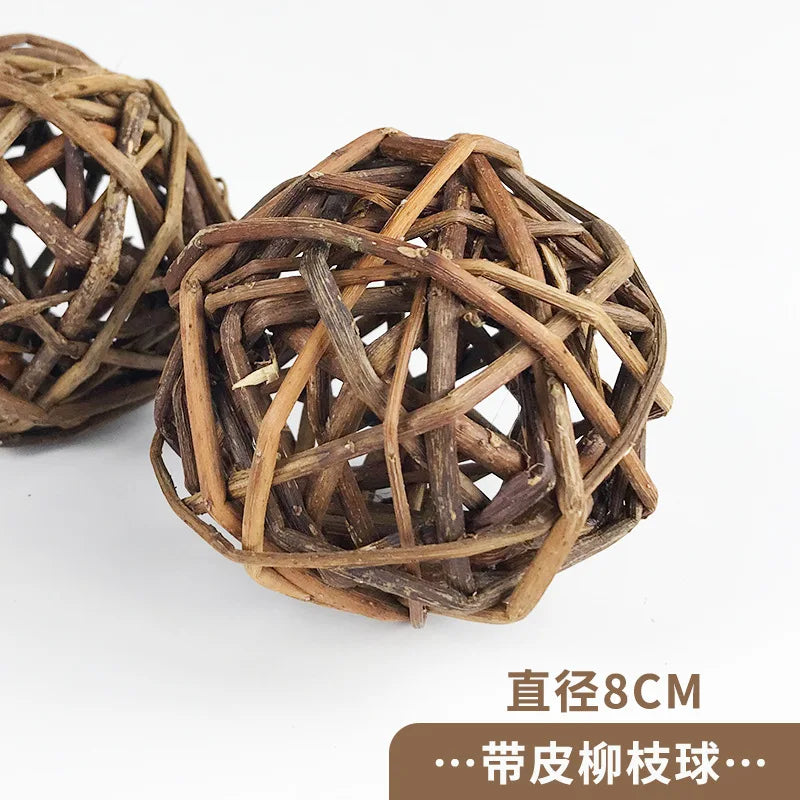 Chewing Braided Ball Guinea Pig Rabbit Hamster Small Animal Play Pet Interactive Chew Toy Natural Grass Ball  hamster toy