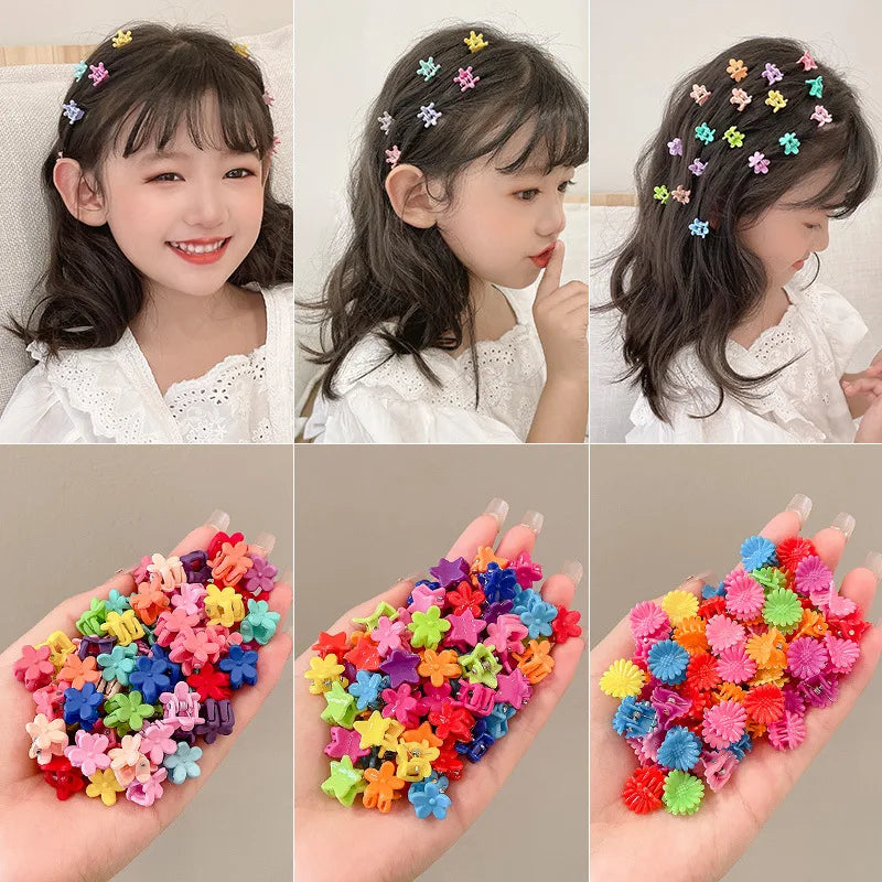 20Pcs/Lot Girls Hair Accessories Mini Flower Head Claws Animal Rabbit Beads Cute Princess Hair Grabbing Clip Children Headdress