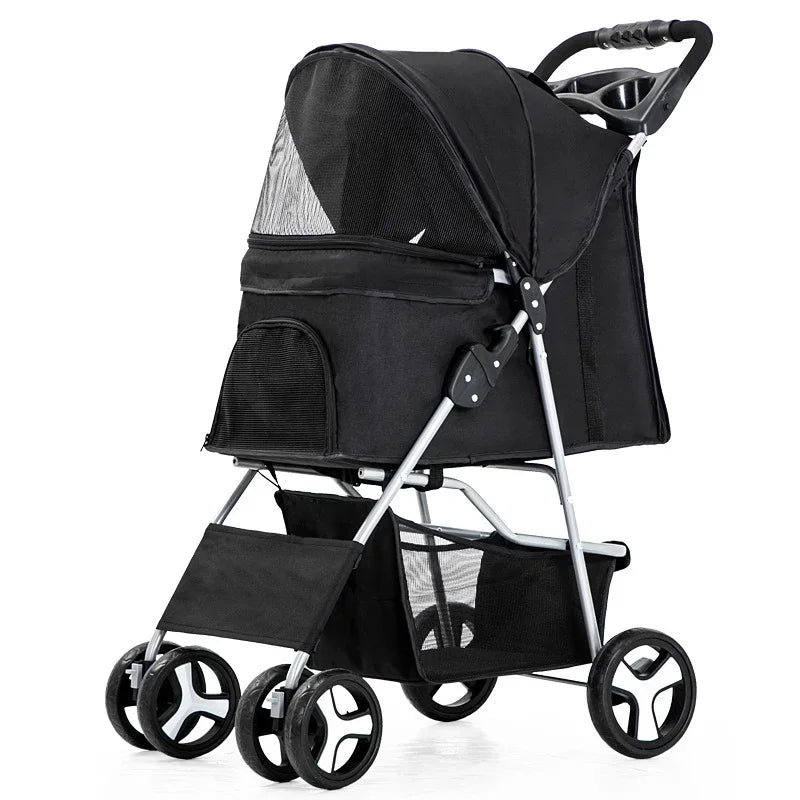 Pet Stroller Lightweight Folding Universal Wheel Cat Dog Travel Breathable Pet Stroller Outdoor Stroller for Small Medium Pets