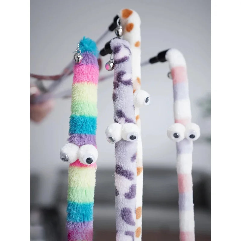 Cat Toy Feather Cat Teaser Wand Cat Interactive Toy Funny Caterpillar Colorful Rod Teaser Wand Pet Cat Supplies Cat Accessory
