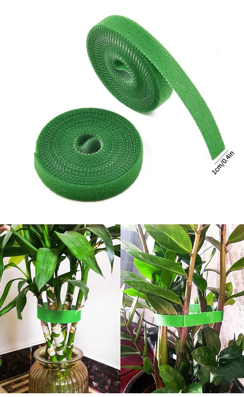 3 rollos de hilo verde para jardín, vendajes de nailon para plantas, ganchos para jardín, envoltura de caña de bambú, accesorios de jardín
