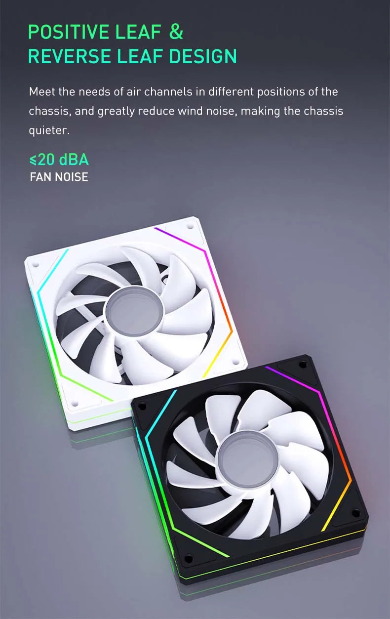 UPSIREN UF-1 PRISM 4 PRO Computer Chassis Fan 12cm ARGB 4 Pin PWM Quiet Cooling Fan 12V Large Air Volume 45.2CFM/600-1500RPM