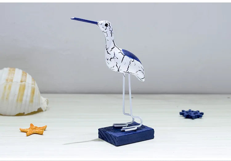 3 Piece Wooden Seagull Figurine Set Nautical Coastal Decorations for Beach Room and Garden