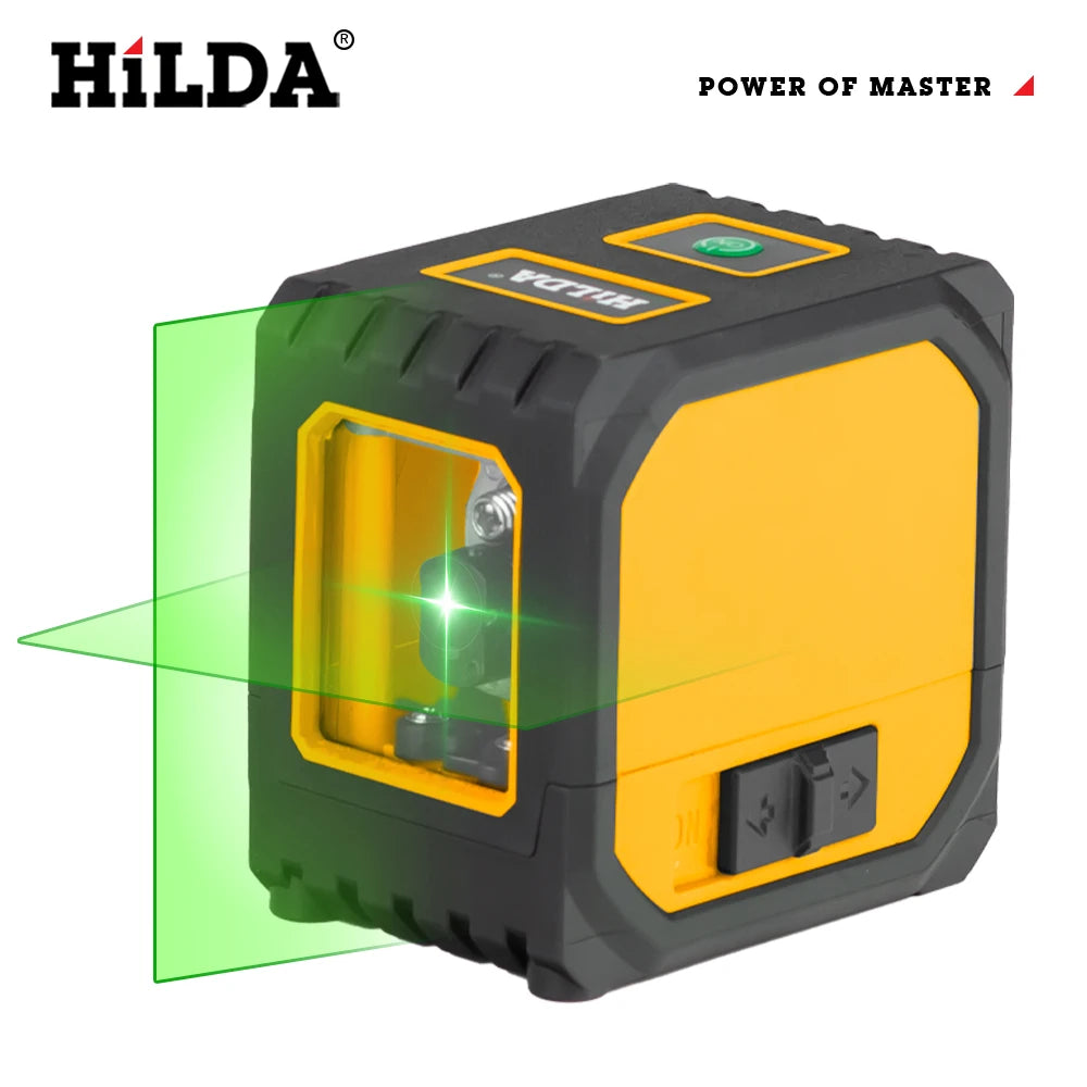 HILDA 2 Lines Mini Laser Level Self Levelling Green Beams Laser Horizontal & Vertical Cross-Line USB Charging