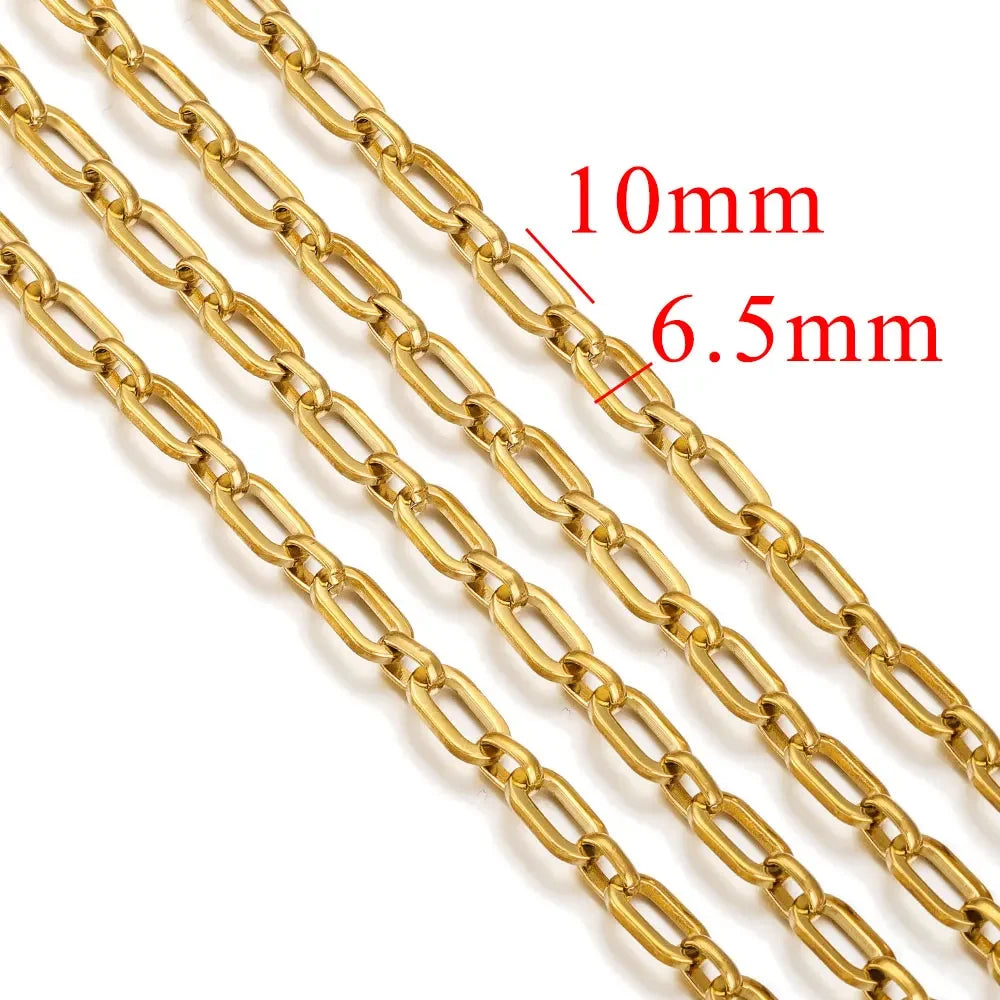 1 Meter Stainless Steel Chunky Hip Hop Gold Color Chains DIY Jewelry
