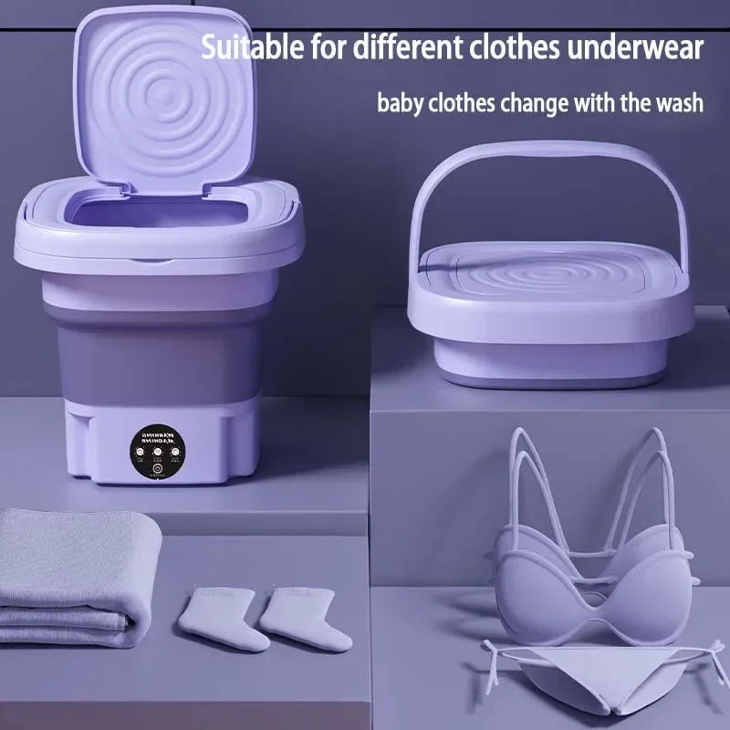 8L Foldable Washing Machine Mini Household Clothes Socks Underwear Cleaning Washer Travel Washing Machine With Drying