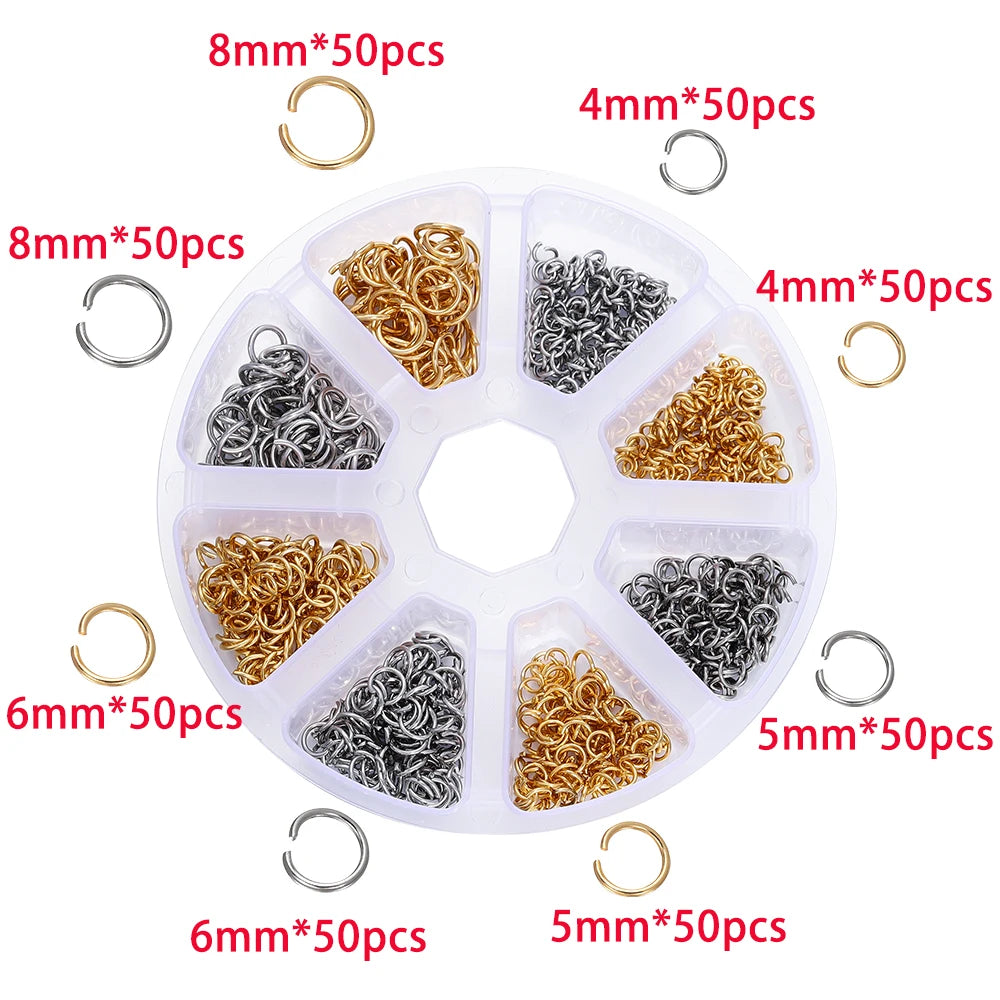210-400Pcs Box Jewelry Making Kits with Clasp and Jump Rings