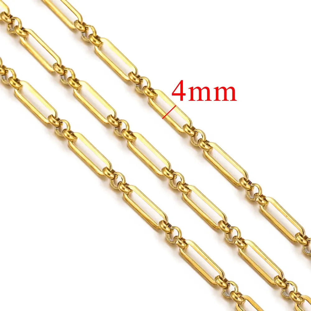 1 Meter Stainless Steel Chunky Hip Hop Gold Color Chains DIY Jewelry