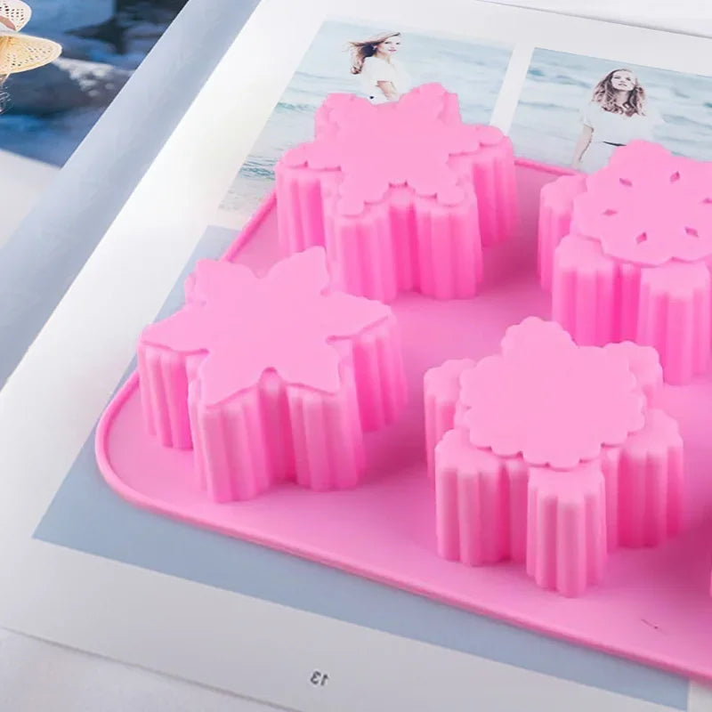3D Christmas Snowflake Silicone Candle Molds for DIY Soap and Cake Decor