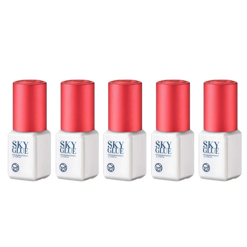 5 Bottles SKY S Plus Eyelash Extension Glue 5ml Red Cap Original Korean Adhesive for Professional Use