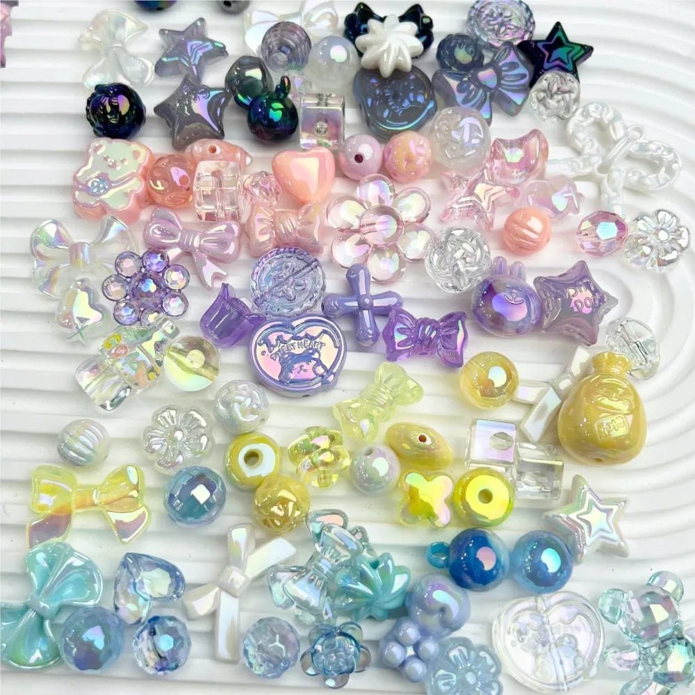 20g Y2K Mixed Bowknot Flower Heart Acrylic Cute Beads for DIY Jewelry Craft