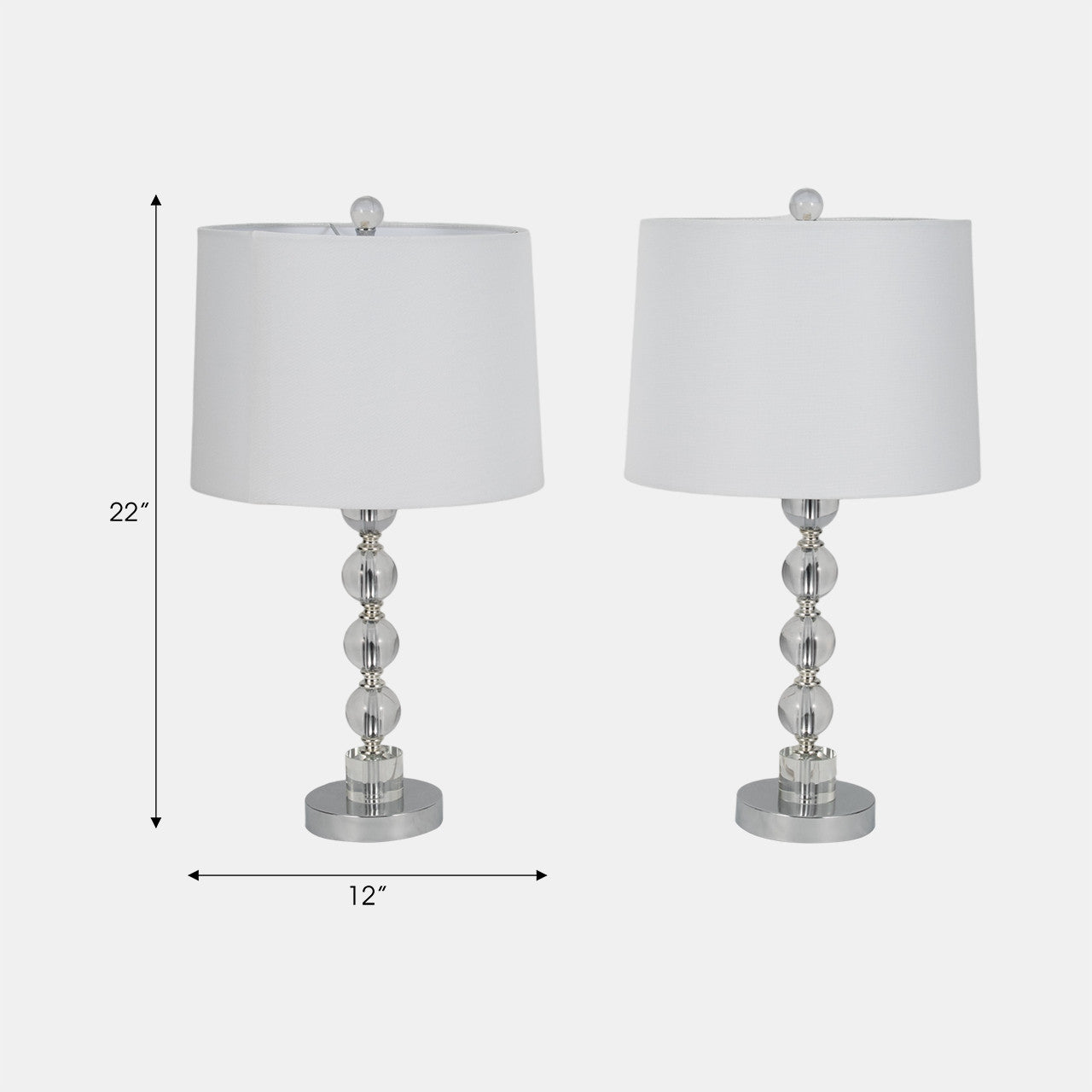 Sagebrook Home 22" Crystal Table Lamp (2-Pieces) - Silver