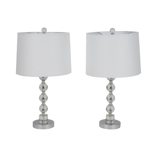 Sagebrook Home 22" Crystal Table Lamp (2-Pieces) - Silver