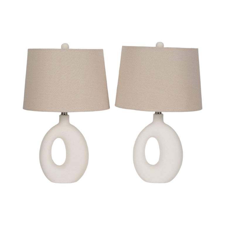 Sagebrook Home 23" Open Cut Out Table Lamp (2-Pieces) - White/Beige