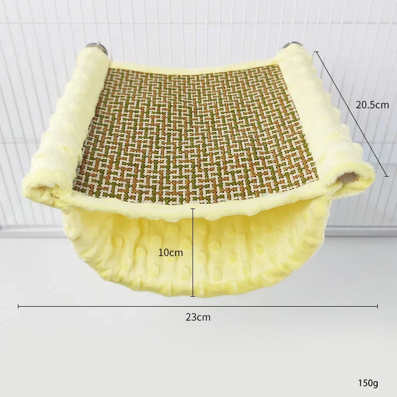 Warm Plush Bird Hammock Parrot Hanging Bed Rattan Bird Sleeping Bed Double Layer Parrot Hamster Hammock Small Pet Supplies