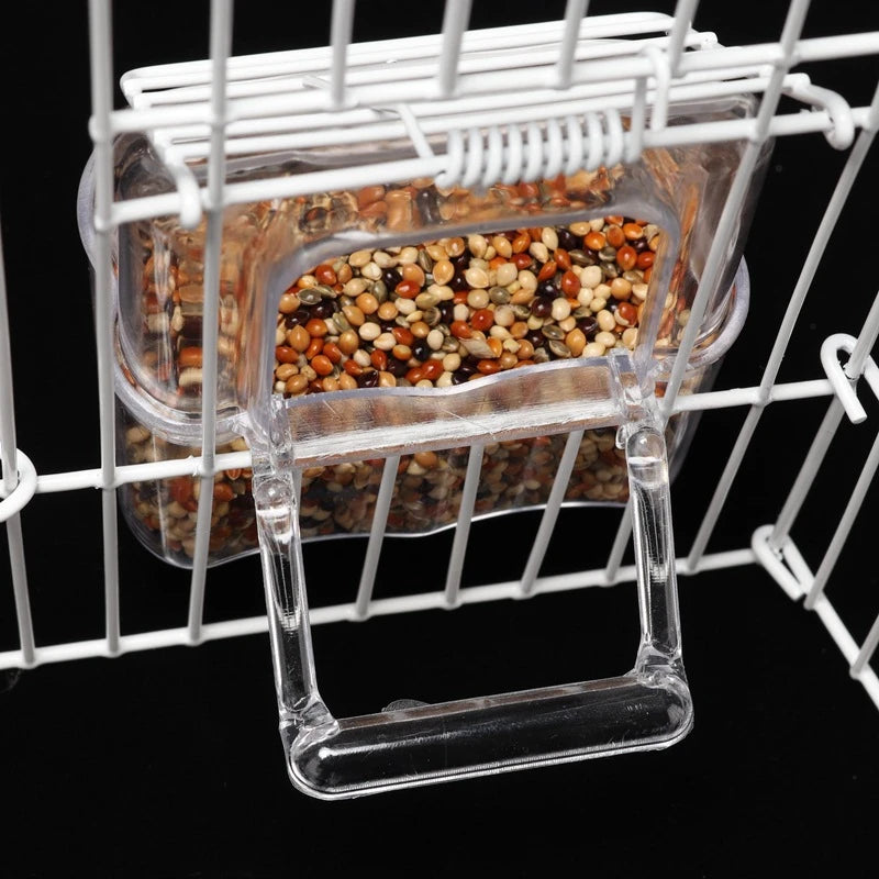 2Pcs Parrot Feeder Large Capacity Water Bowl Transparent Bird Trough Pet Parrot Food Dispenser Parrot Cage Accessories