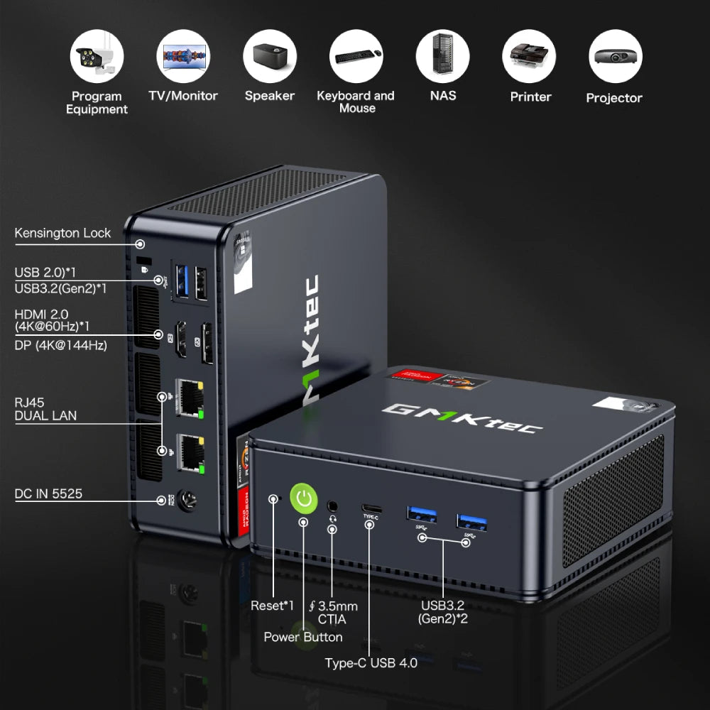 Mini PC GMKtec M6 AMD R5 6600H, 6 núcleos, 12 subprocesos, 16 GB DDR5, 512 GB PCIe 3.0 SSD, WiFi 6, BT5.2, computadora de escritorio