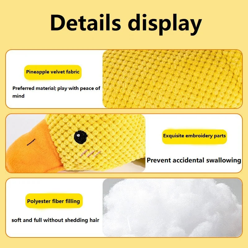 Dog Toy Plush Companion Bite Resistant Teeth Grinding Sound Relief Duck Sound Toy Interactive Pet Toys GWJ15