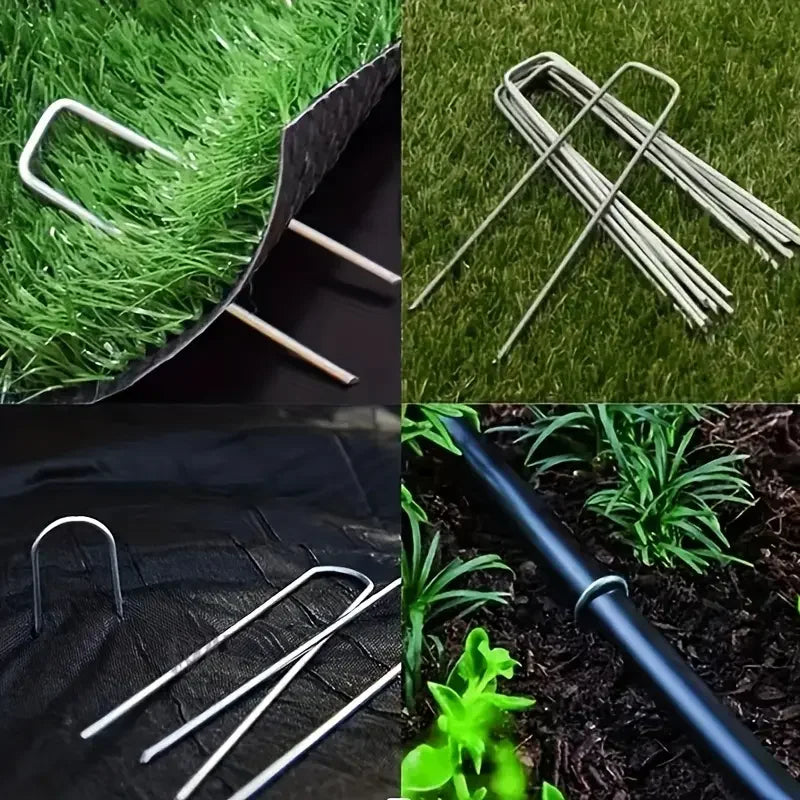 U Type Heavy Duty Garden Staples for Securing Landscape Fencing and Lawn Barriers Galvanized Sod Pins and Ground Stakes