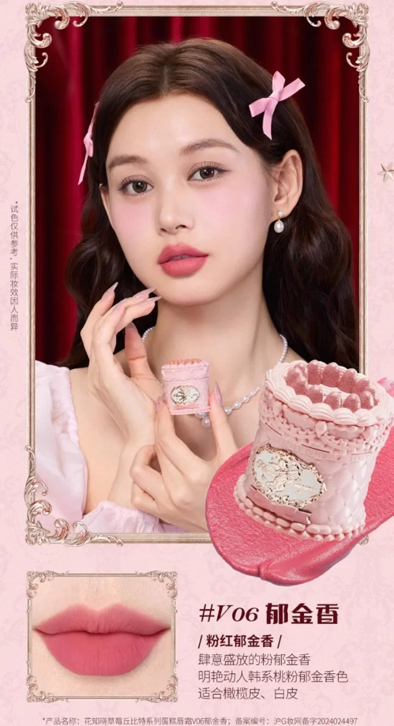 Flowerknows Strawberry Cupid Matte Velvet Lipstick Cake Lip Mud Lip Gloss Lip Cream for Women