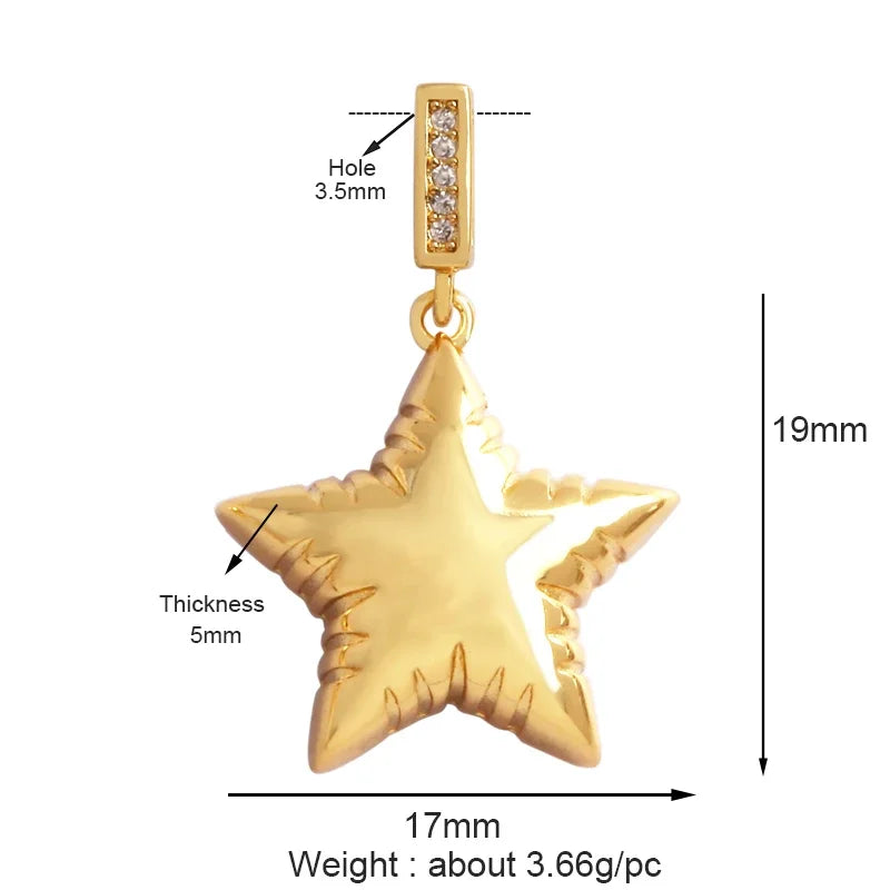 Classics Love Heart Star Zircon Focal Charm Pendant 18K Gold Plated Shell Pearl Jewelry