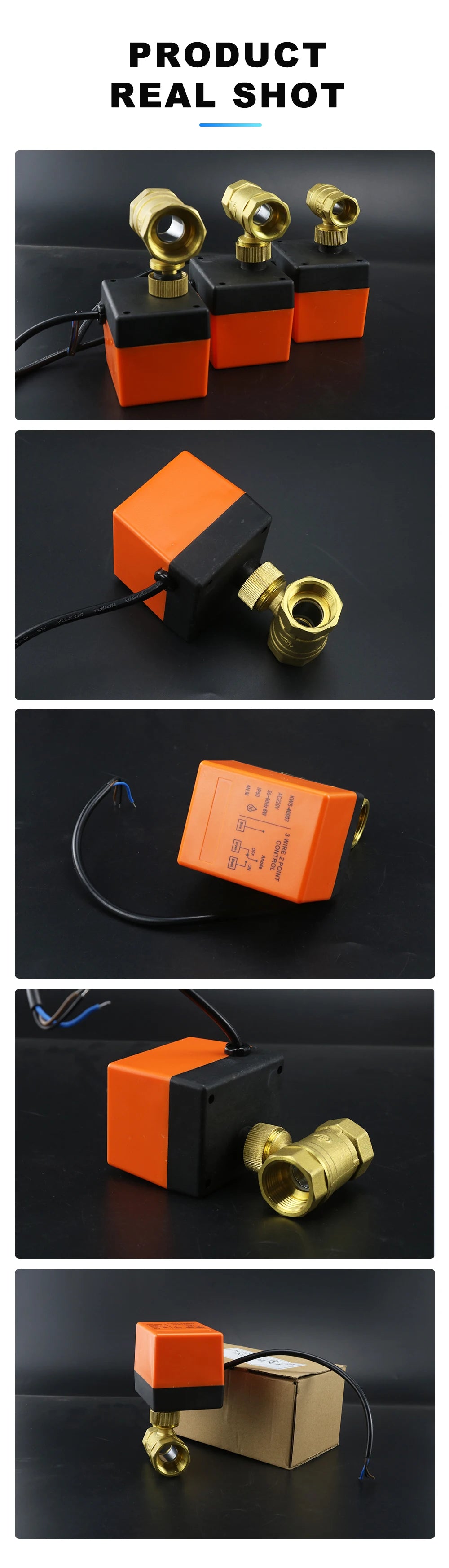 Válvula de bola motorizada de dos vías de latón de 1/2" 3/4" 1" DN15/DN20/DN25 Válvula solenoide eléctrica de dos controles de tres cables 220 V CA 12 V CC