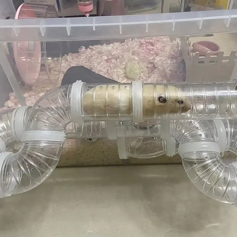 Hamster Cage Tunnel Pipes - DIY Modular Connecting Tubes for Pet Habitat Landscape Design Exercise Run Accessories  햄스터