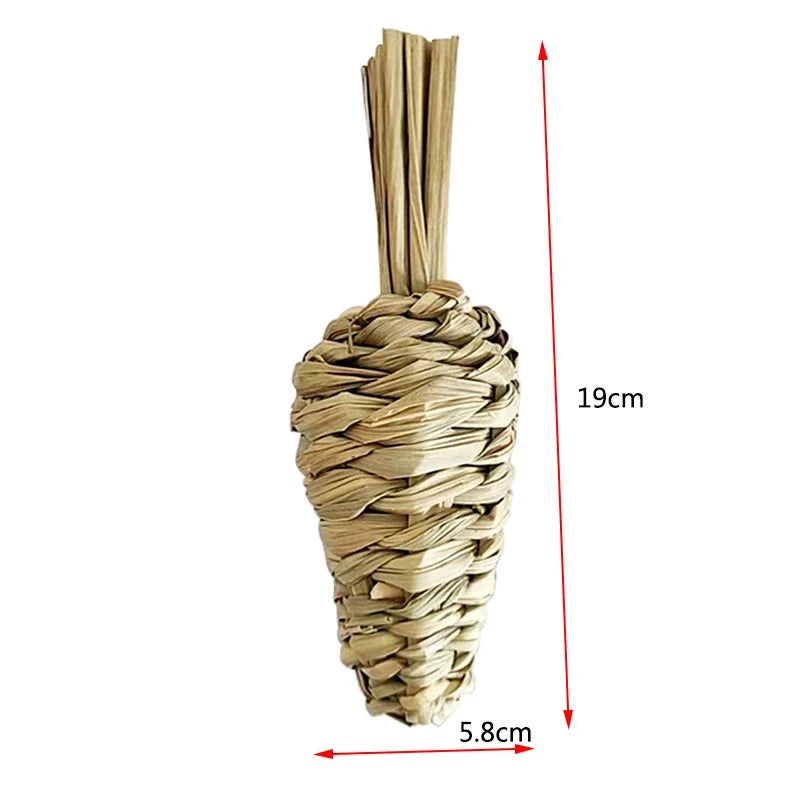 Hand Wove Natural Straw Rope Carrot Hamster Molar Chew toy Small Pets Toys For Hamster Rabbit Grinding Groducts Gnaw Toy Supply
