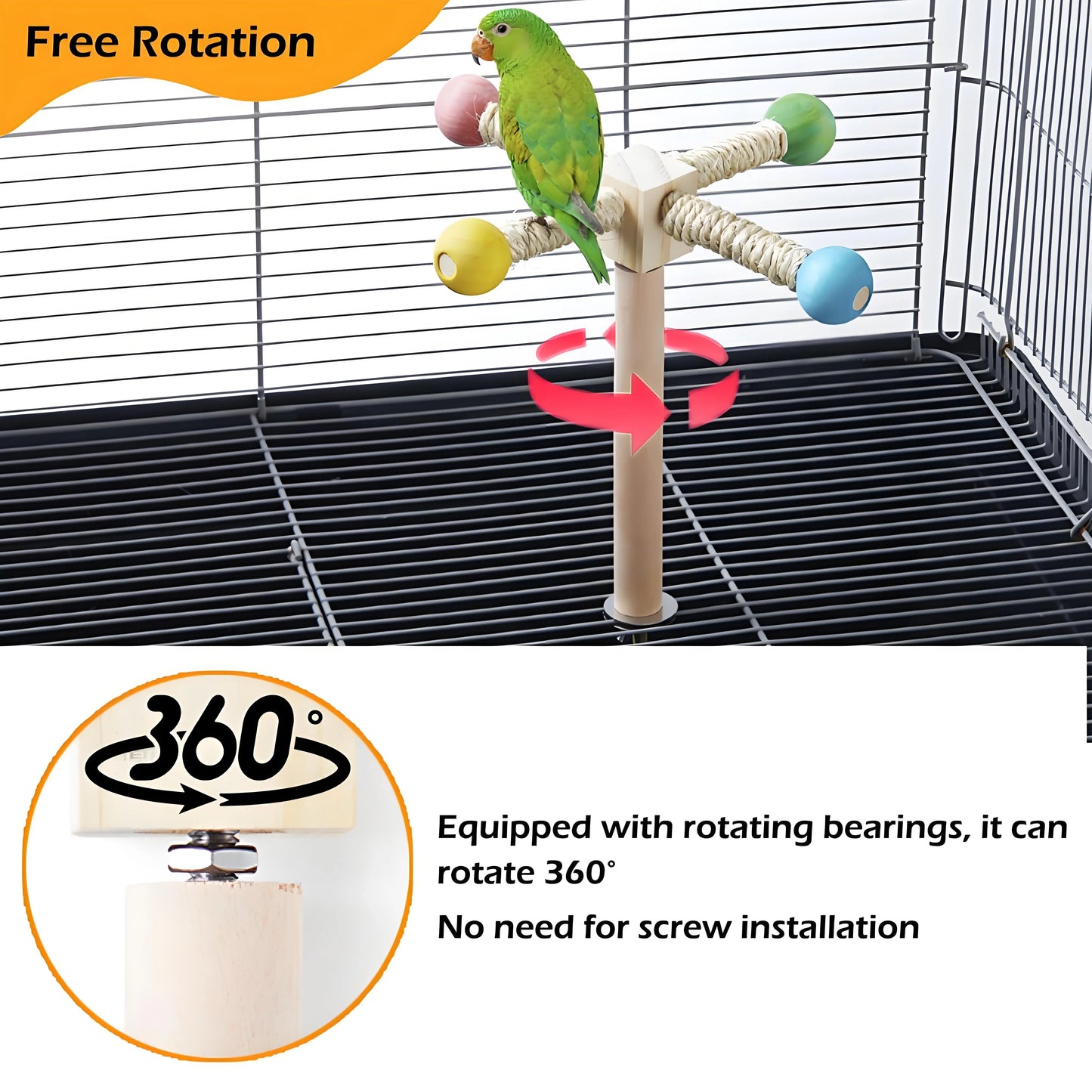 Natural Wood Bird Perch & Exercise Wheel Toy Set | Engaging Chewable Enrichment for Small Birds | Cage Accessories for Budgies P