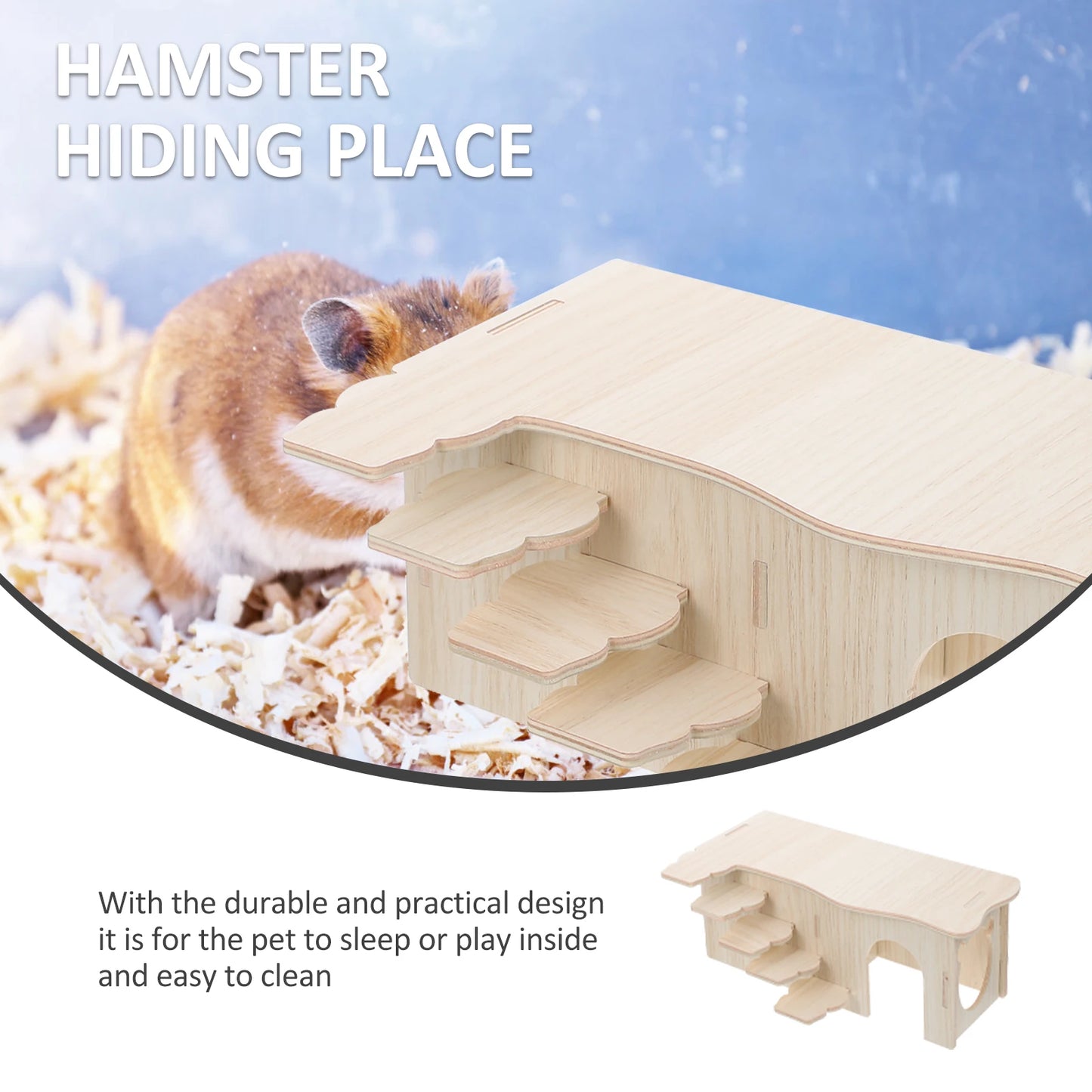 Creative Wooden Small Hamster Sleeping Nest Hamster Evade House Assembly Multi-chamber Multifunctional Hamster Hideout Toy