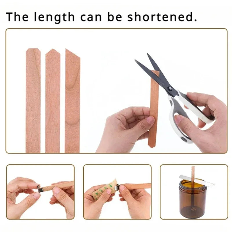 20pcs Wooden Candles Wick DIY Candle Making Kit Smokeless Candle Core with Clip Base