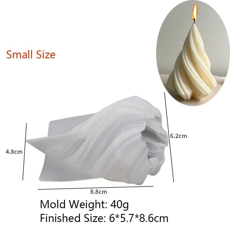 3D Rotating Pillar Candle Silicone Mold Geometric Wave Design