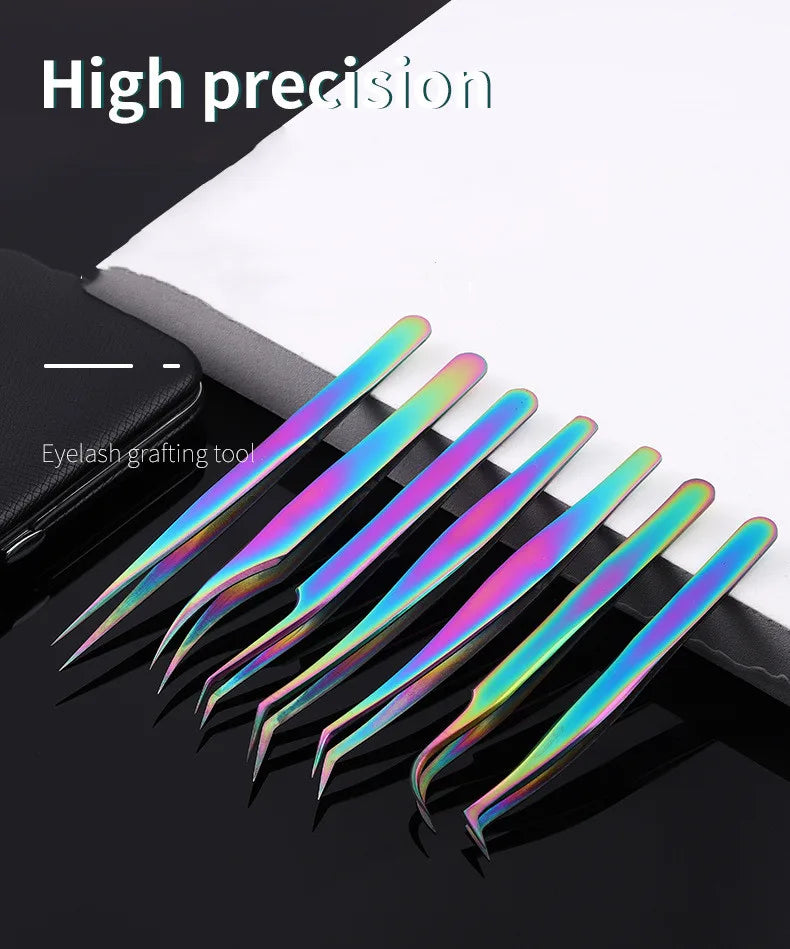 6 Piece False Eyelash Tweezers Set for Precision Lash Application Eyebrow Grooming and Nail Art Tools