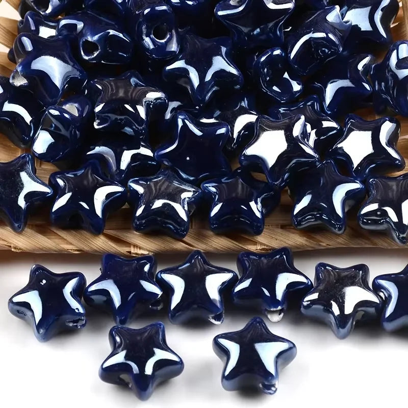 10pcs 14MM Colorful Star Beads Ceramic Beads For Making Jewelry Porcelain Spacer Beads Bracelet Necklace Charms DIY Accessories