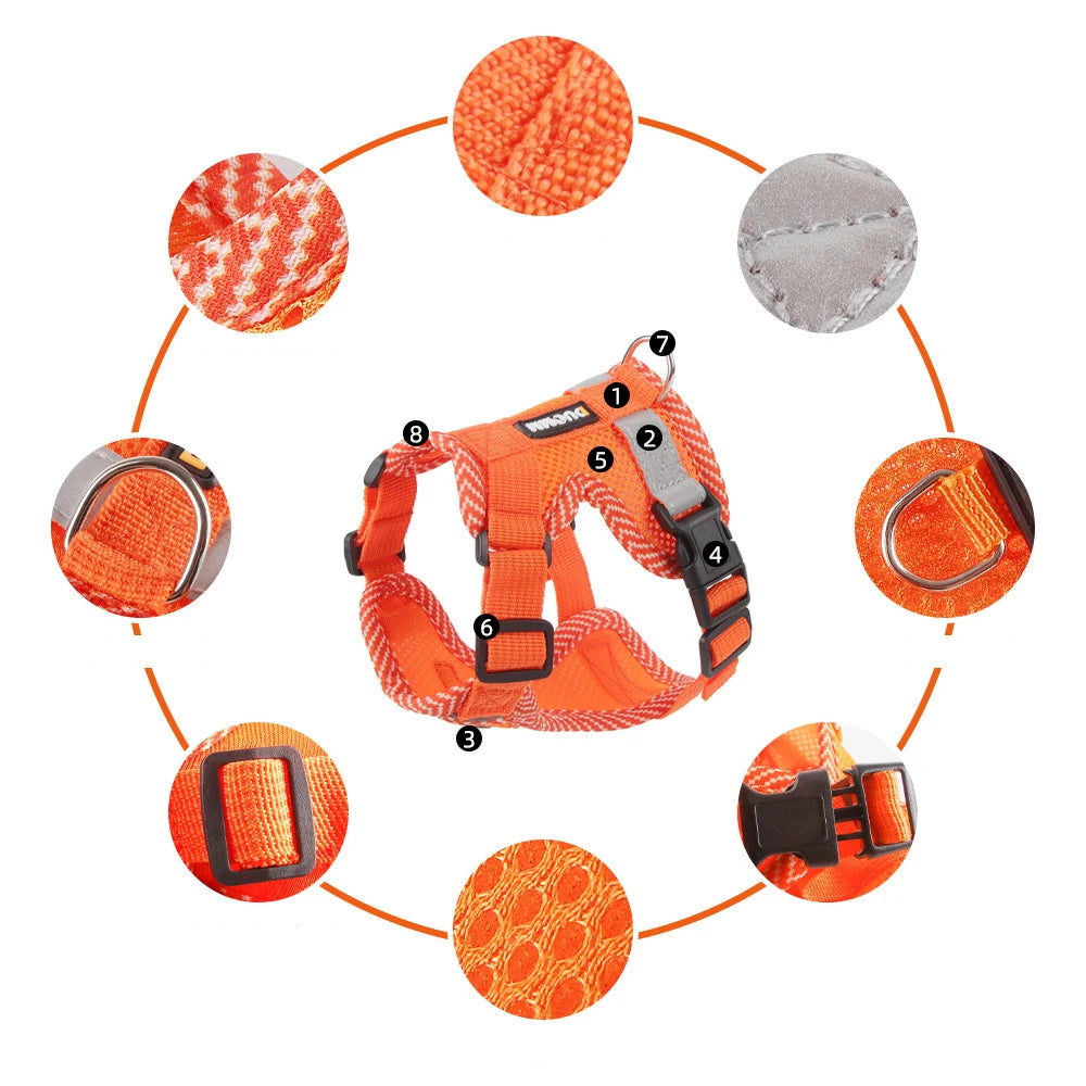 Cat Harness Dog Leash Breathable Mesh Spring Summer Pet Supplies Reflective Outdoor Walk Soft Cat Comfortable Puppy Harness