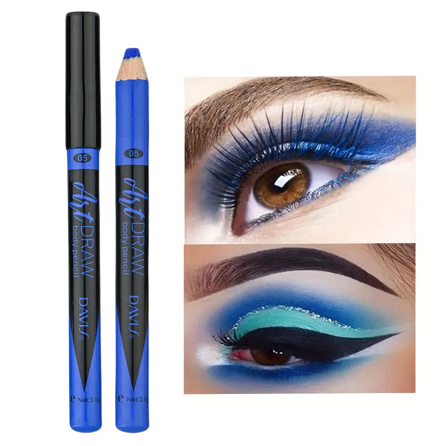 15 Color Eyeliner Lip Liner Pen, Black Blue Multicolor Metallic Pearly Glitter Matte Finish Punk Smokey Style Eye Makeup Pen