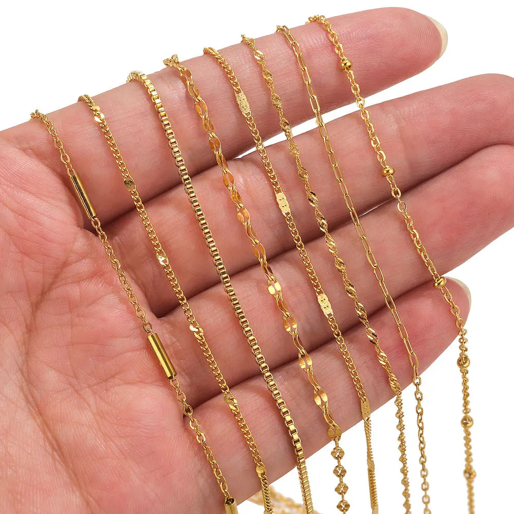2 Meters Lips Beads Chain for Jewelry Making Gold Findings