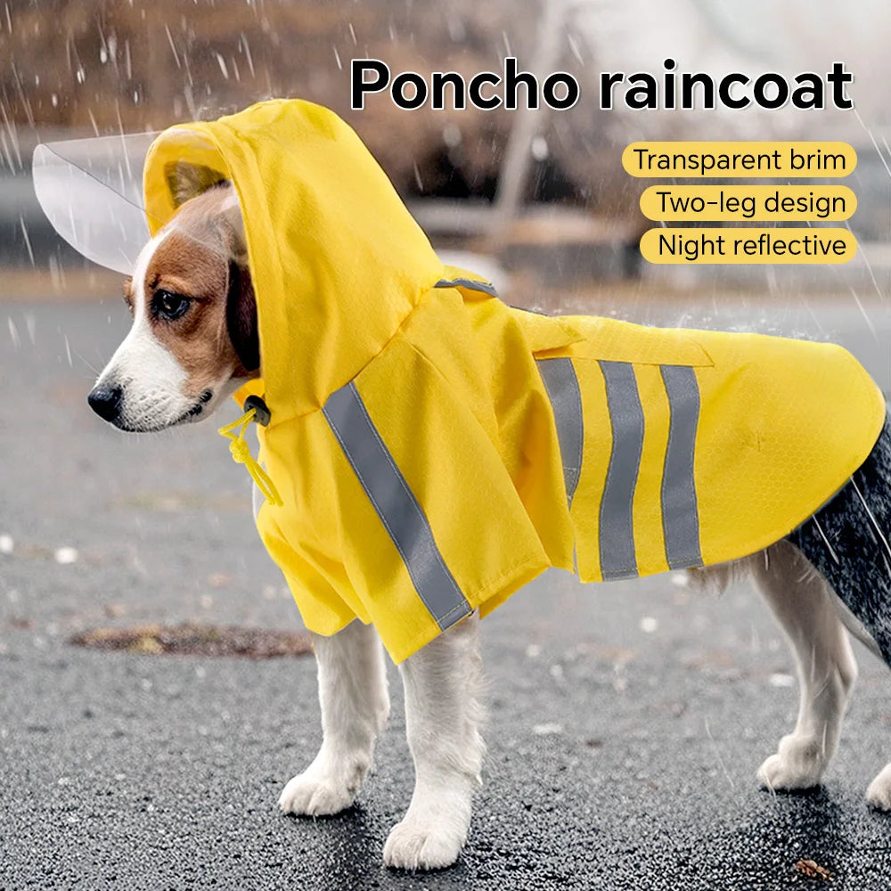 Pet Dog Poncho Raincoat Reflective Waterproof Outdoor Rainy Clothes Walking Traveling Windproof Hooded All Sizes Dog Raincoat