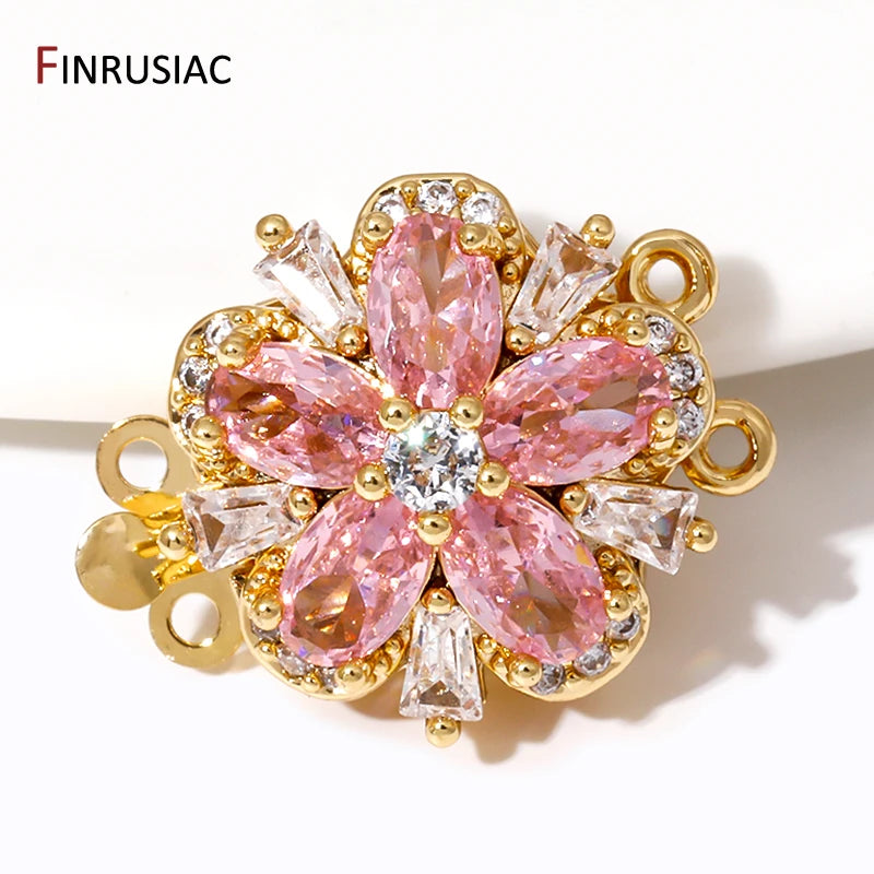 Multi Styles 18K Gold Plated Brass Flower Safety Clasps for DIY Jewelry