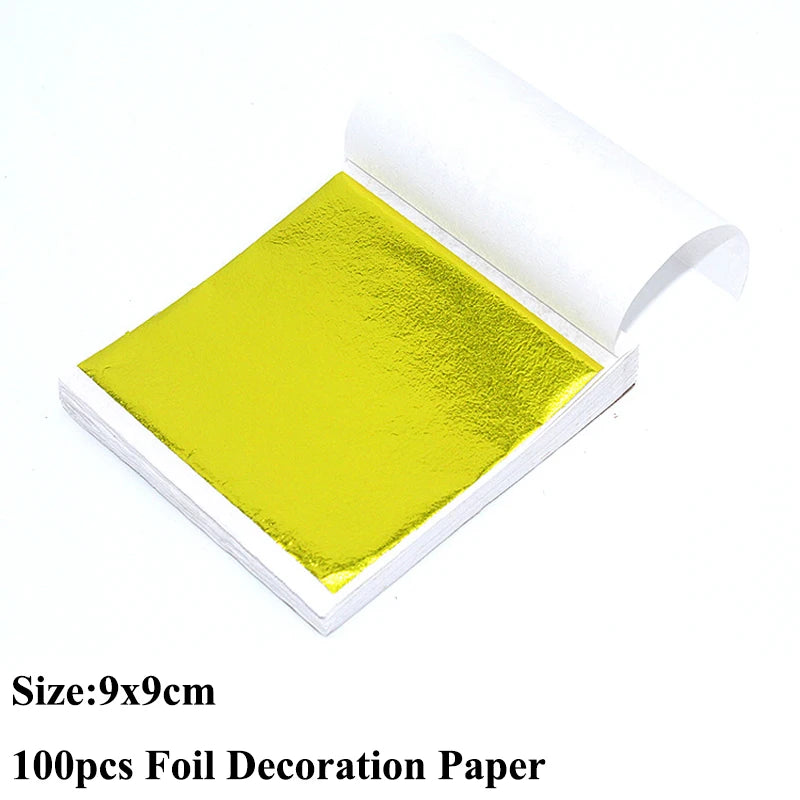 100pcs Imitation Gold Sliver Copper Foil Paper for DIY Crafts